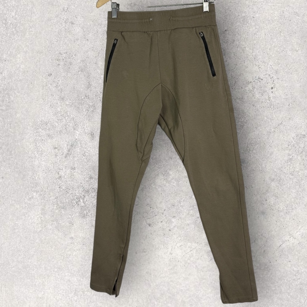 ASRV Aesthetic Revolution Pants Tan Size Medium Ribbed Ankle Zip Stretch Rib Men